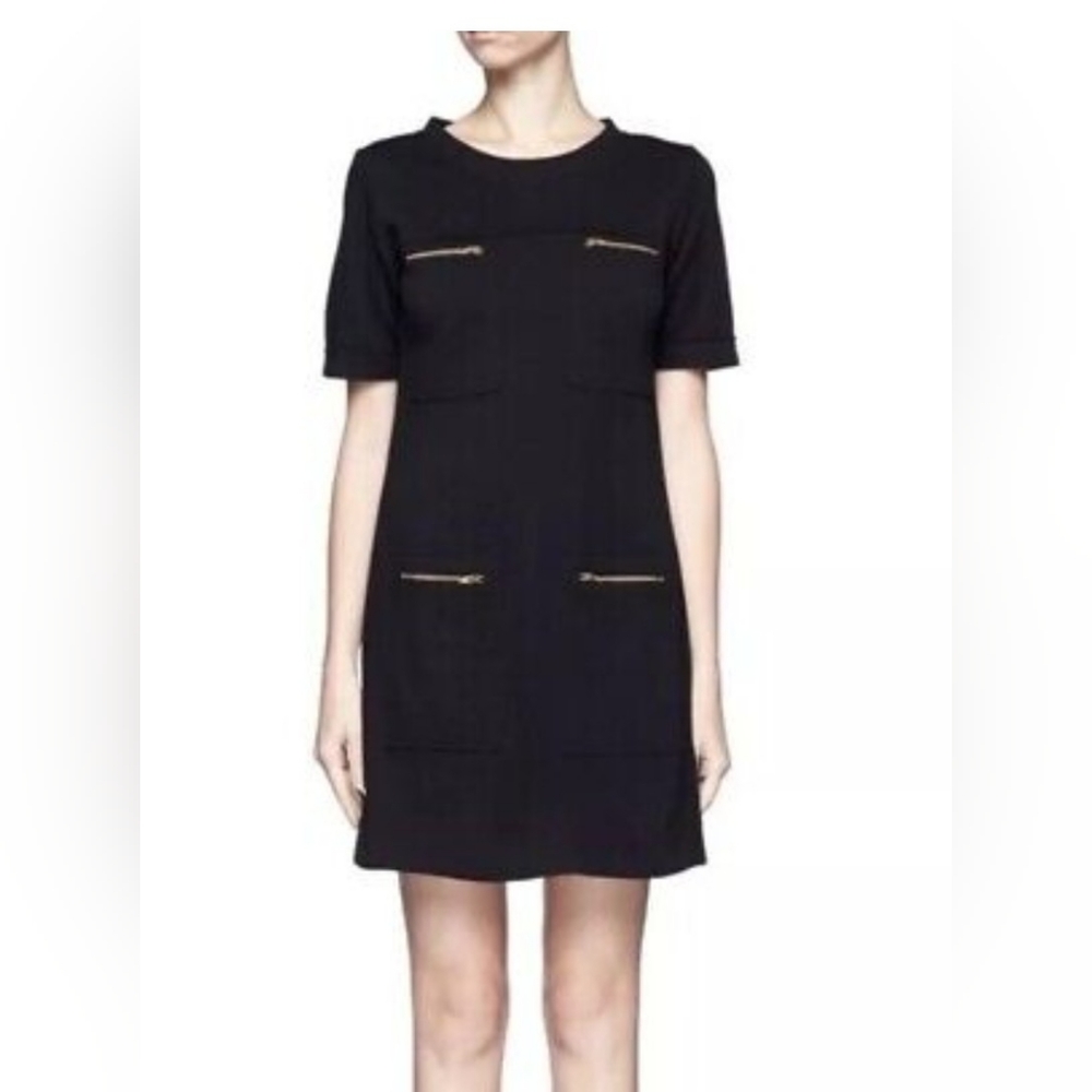 Jcrew size 4 black wool blend sheath dress with zippers
